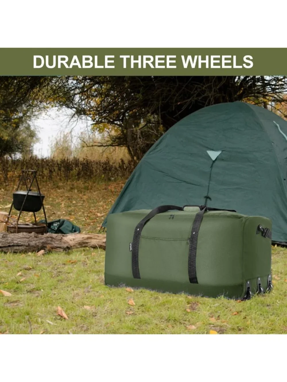 120L Foldable Rolling Duffel Bag with 3 Wheels, Lightweight Travel Bag, Large